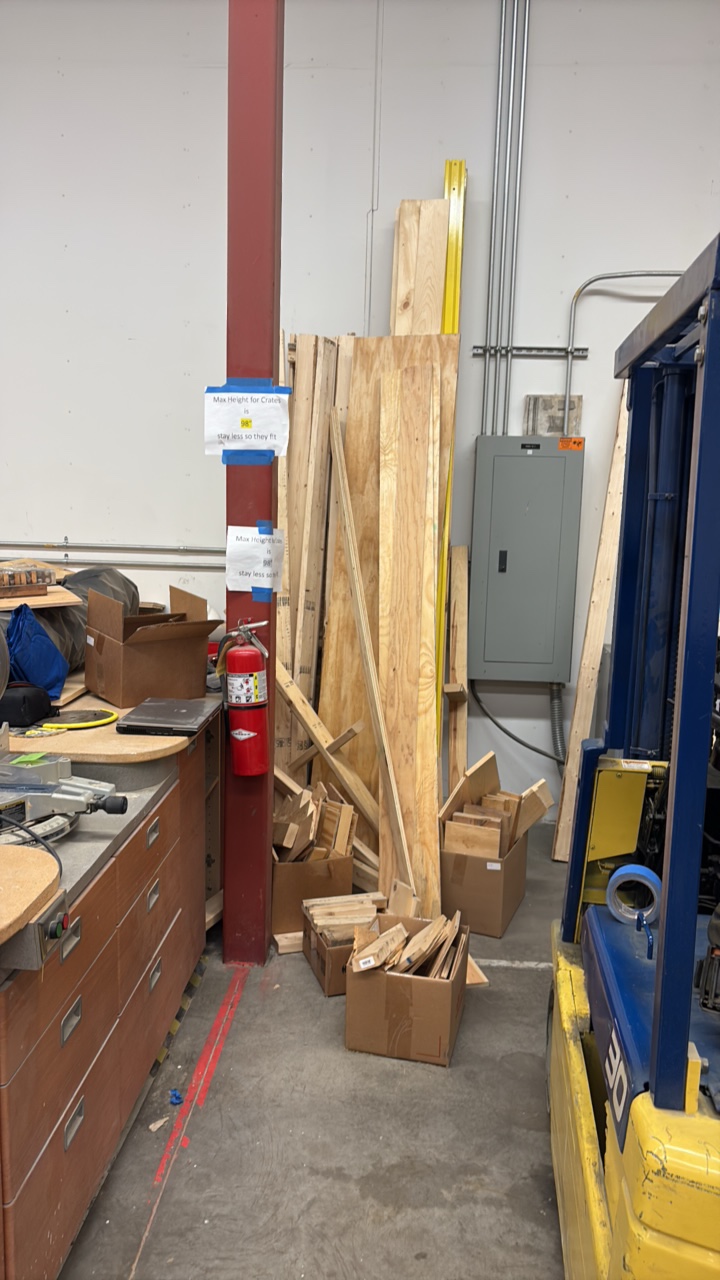 Wood lumber and yellow rails