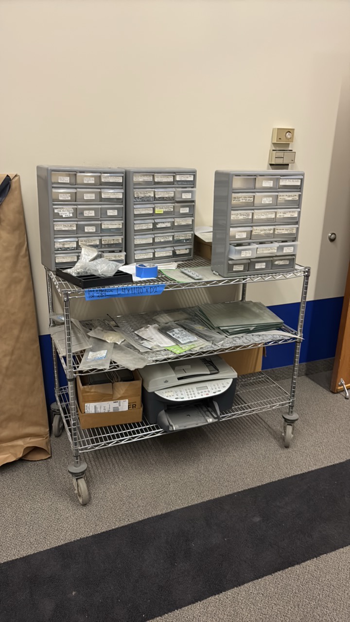 Portable Wire Cart (2) Strorage bins with hardware