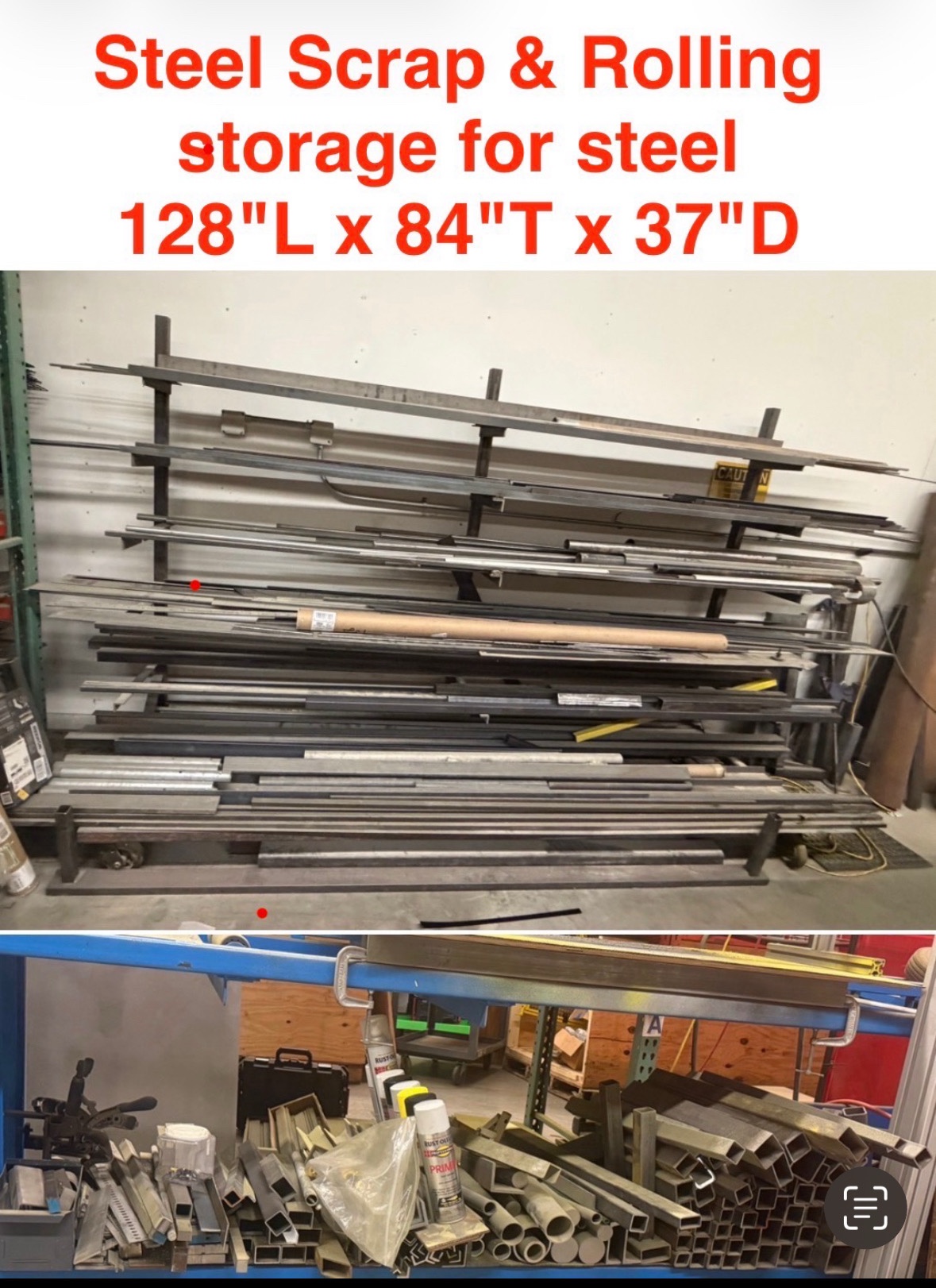 STEEL scrap and metal rolling cart