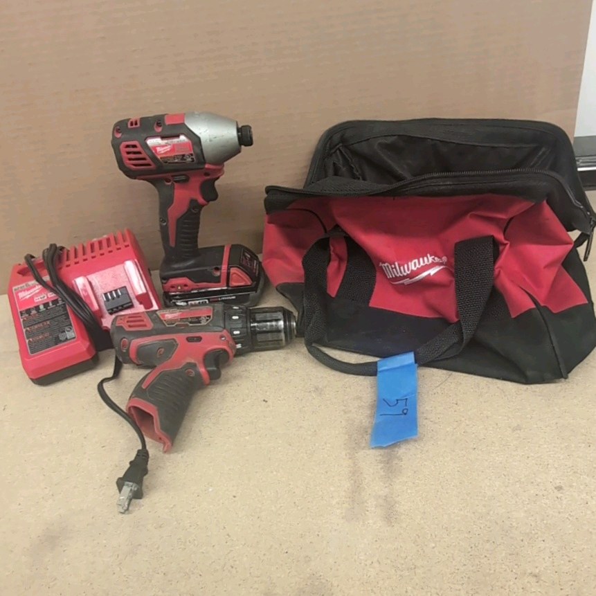 MILWAUKEE Drill, Impact Driver, battery & charger