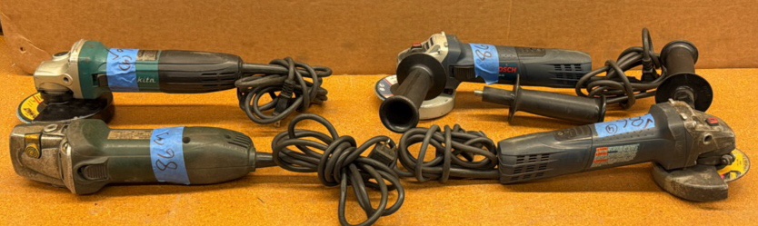 (4) GRINDERS, corded Bosch, Metabo, Makita