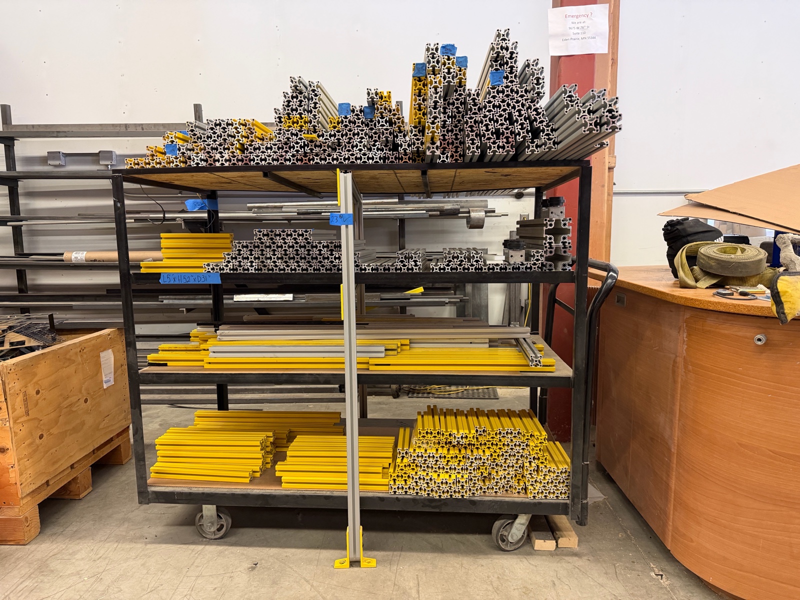 Four-shelf rolling cart