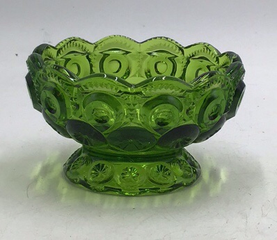 lot 110 image: Vintage Green Depression Glass Bowl  Hobstar and Fan Pattern
