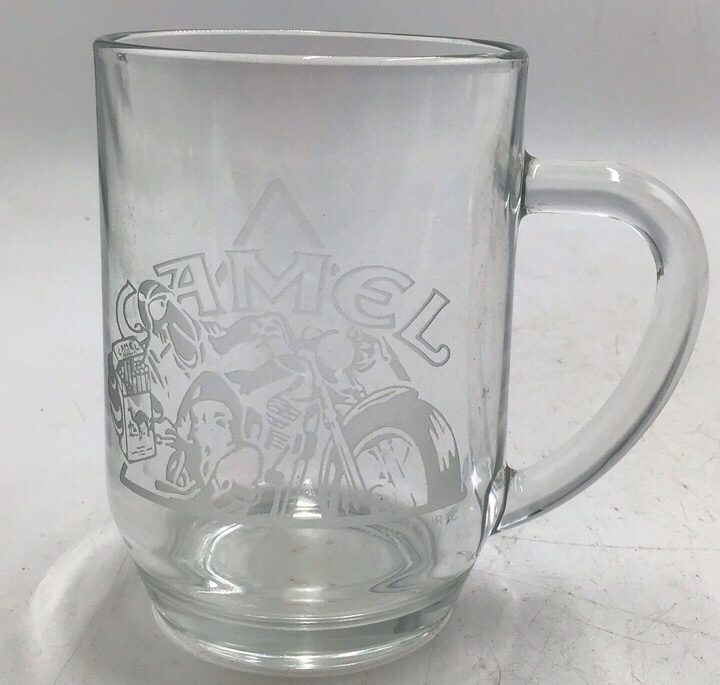 lot 115 image: Vintage Camel Cigarettes Etched Glass Mug