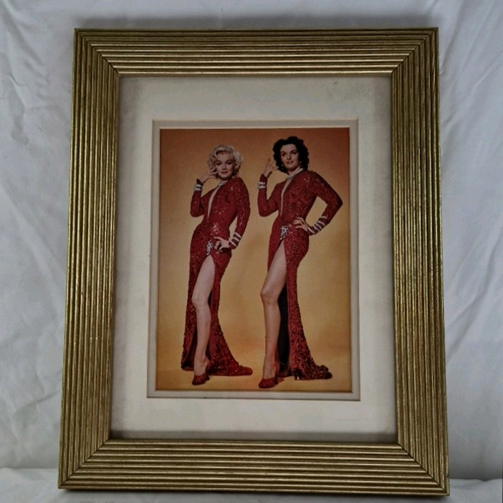 lot 14 image: Framed Print  Twin Figures in Red Sequined Gowns