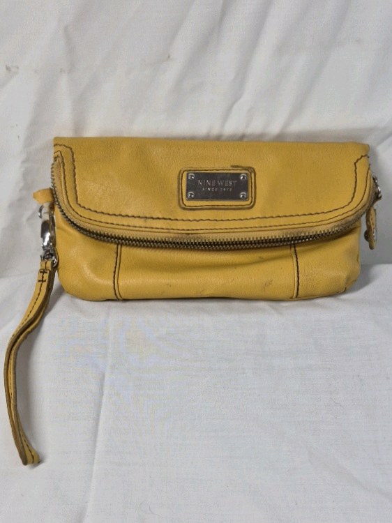 lot 165 image: Nine West Leather Wristlet Clutch  Mustard Yellow