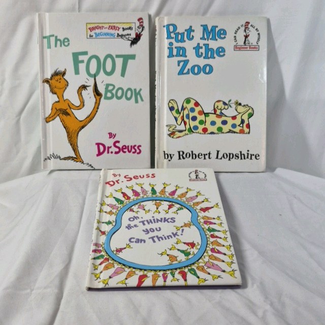 lot 180 image: Vintage Dr. Seuss Books  The Foot Book, Put Me in the Zoo, Oh, the Thinks You Can Think