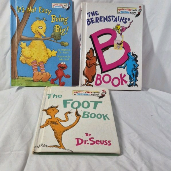 lot 181 image: Vintage Childrens Books  Sesame Street Big Bird, Berenstain Bears B Book, Dr. Seuss Foot Book