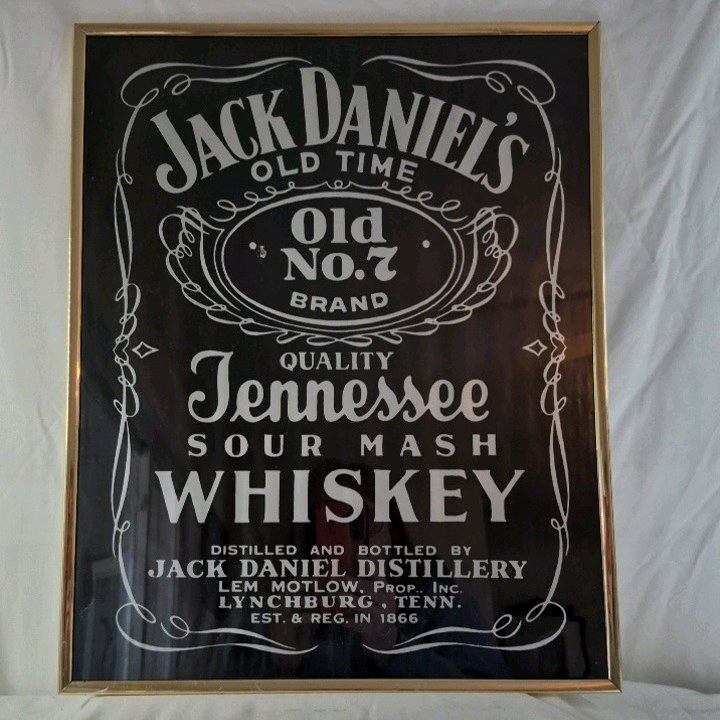 lot 19 image: Framed Jack Daniels Whiskey Poster
