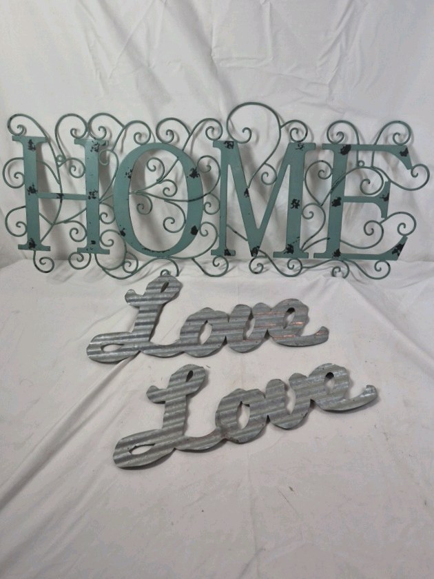 lot 235 image: Vintage Metal Wall Signs  HOME and Love