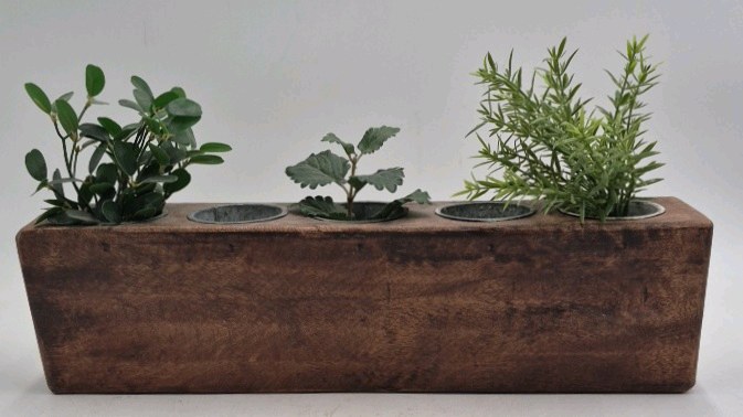 lot 250 image: Wooden Herb Planter  Four Holes