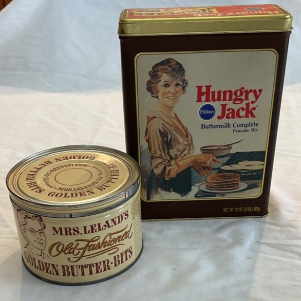 lot 288 image: Vintage Advertising Tins  Hungry Jack and Mrs. Lelands