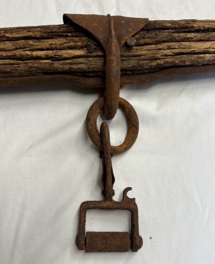 lot 296 image: Vintage Wooden Neck Yoke with Iron Hardware