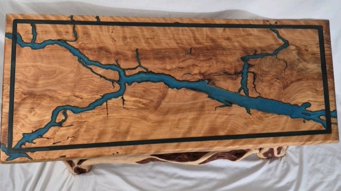 lot 303 image: Epoxy River Console Table