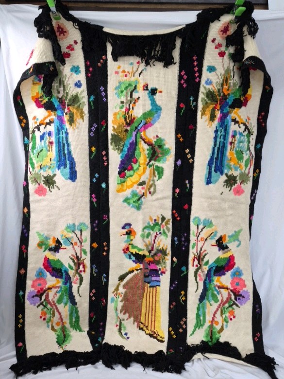 lot 315 image: Hand-Embroidered Peacock Throw