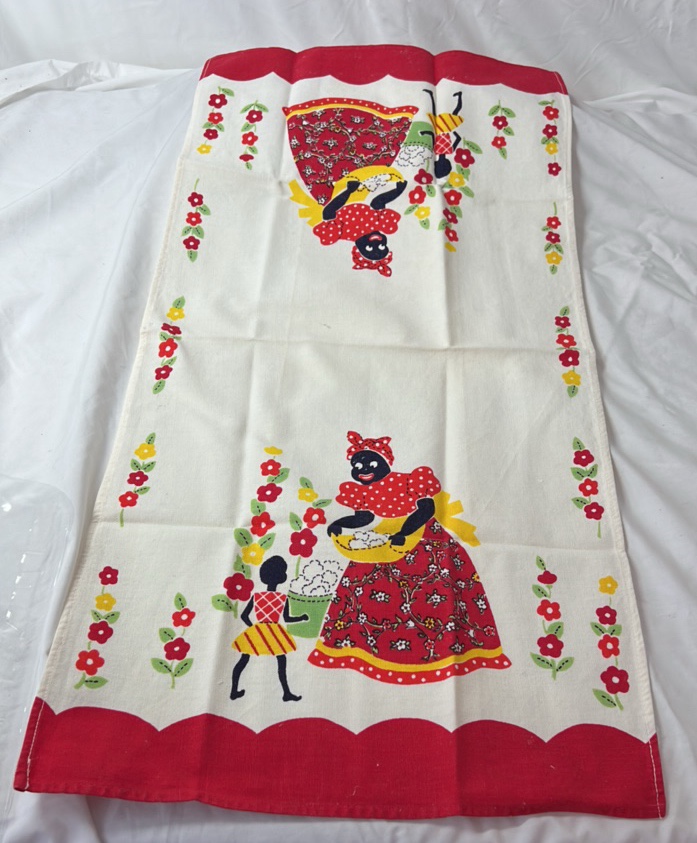 lot 339 image: Vintage Printed Kitchen Towel  Mammy and Child Motif