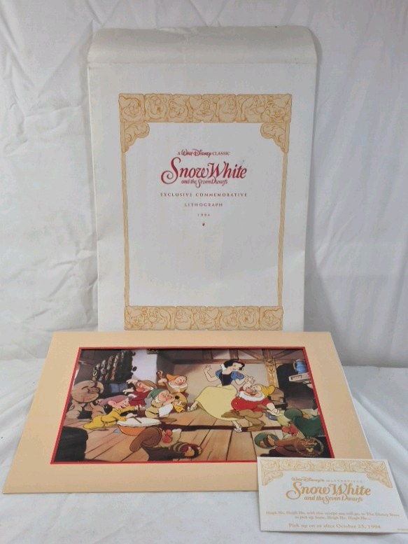 lot 52 image: 1994 Disney Snow White Commemorative Lithograph  The Seven Dwarfs Scene