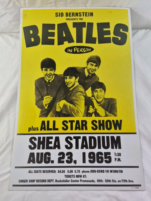 lot 55 image: Vintage 1965 Beatles Shea Stadium Concert Poster