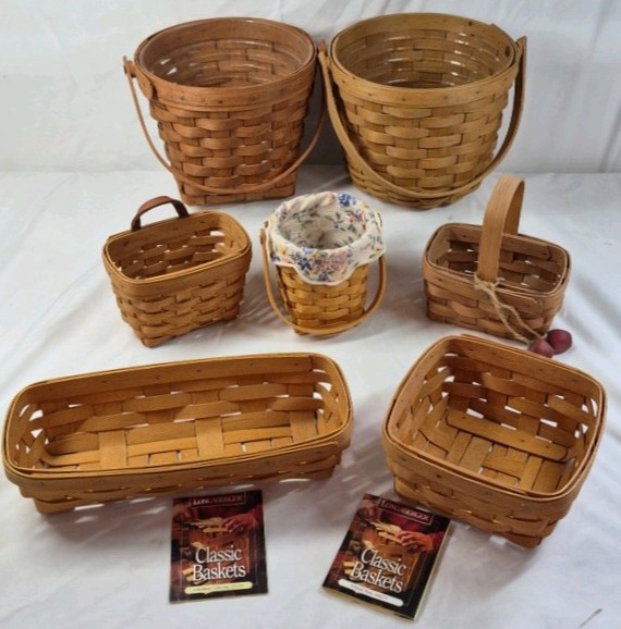 lot 64 image: Longaberger Handwoven Baskets  Assorted Picnic and Serving Styles