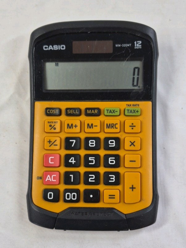 lot 68 image: Vintage Casio WM-320MT Solar Calculator  12-Digit TaxMargin Model