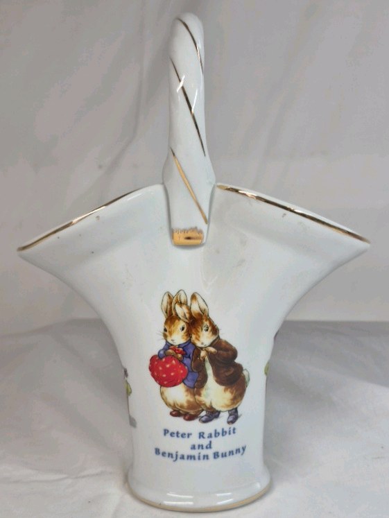 lot 82 image: 2002 Peter Rabbit Porcelain Basket  Peter Rabbit and Benjamin Bunny