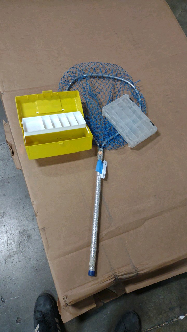 lot 172 image: fishing boxes and net