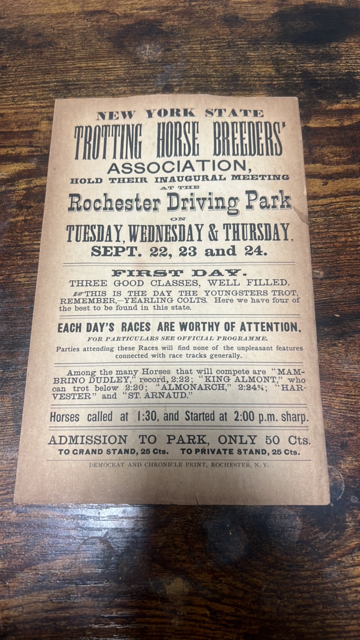 late 1800s Rochester driving park advertisement