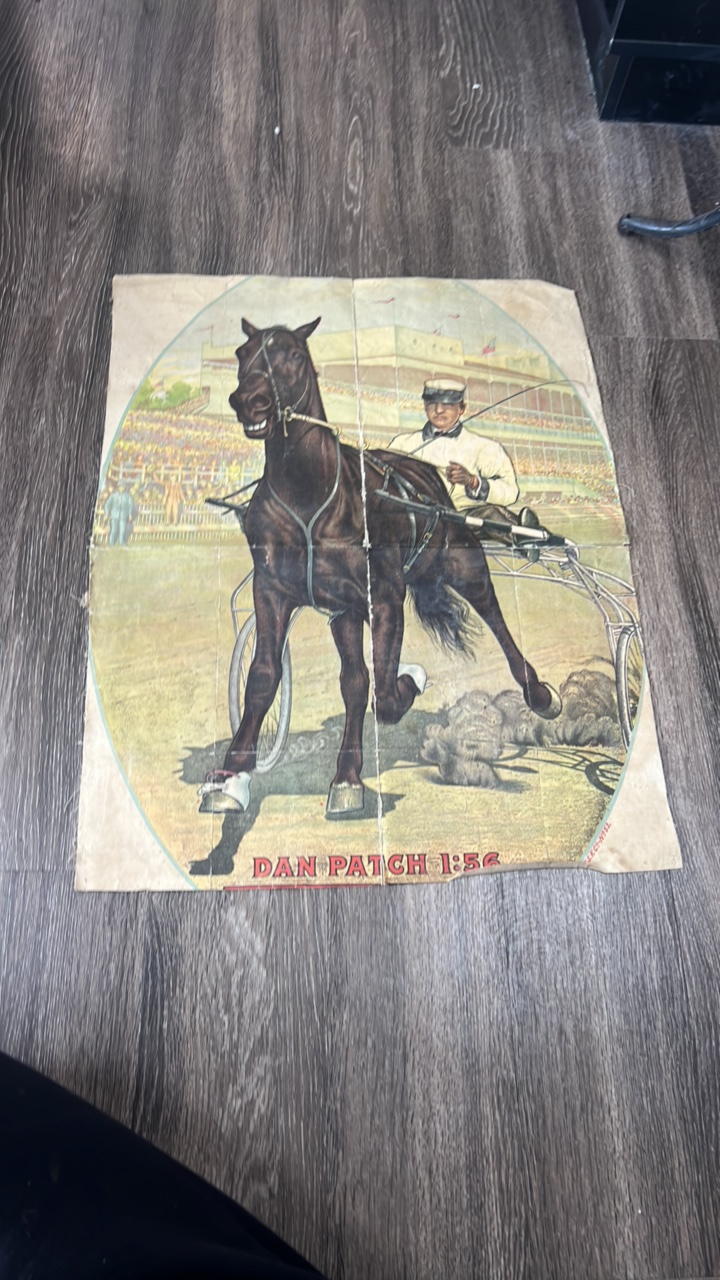 original early 1900s large Dan patch poster on canvas