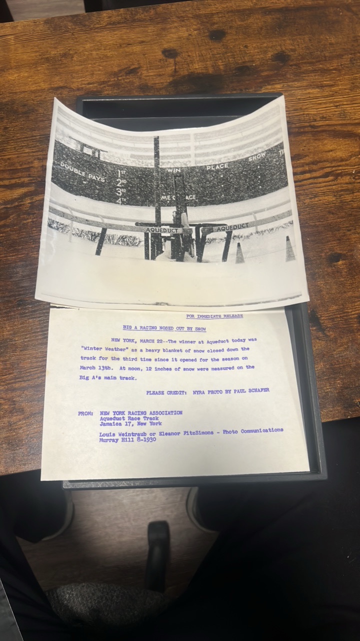 aqueduct race track snowy photograph