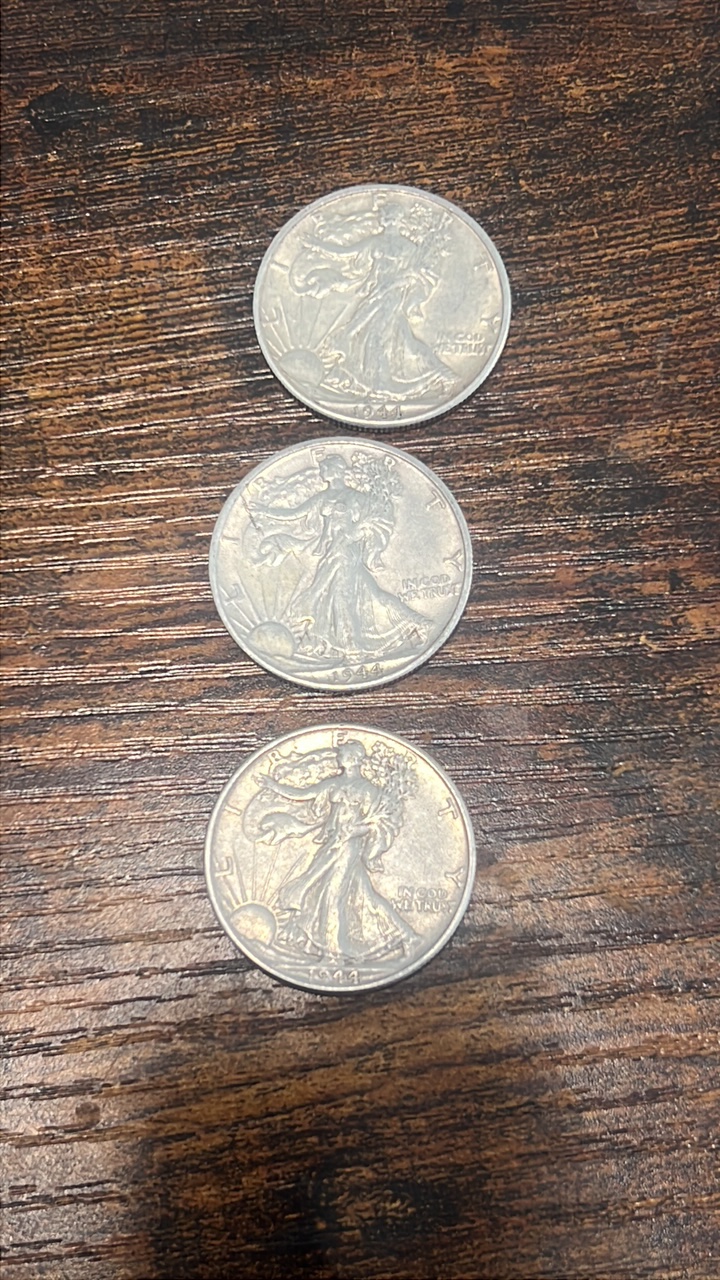 1944 p,d,s walking liberty half’s