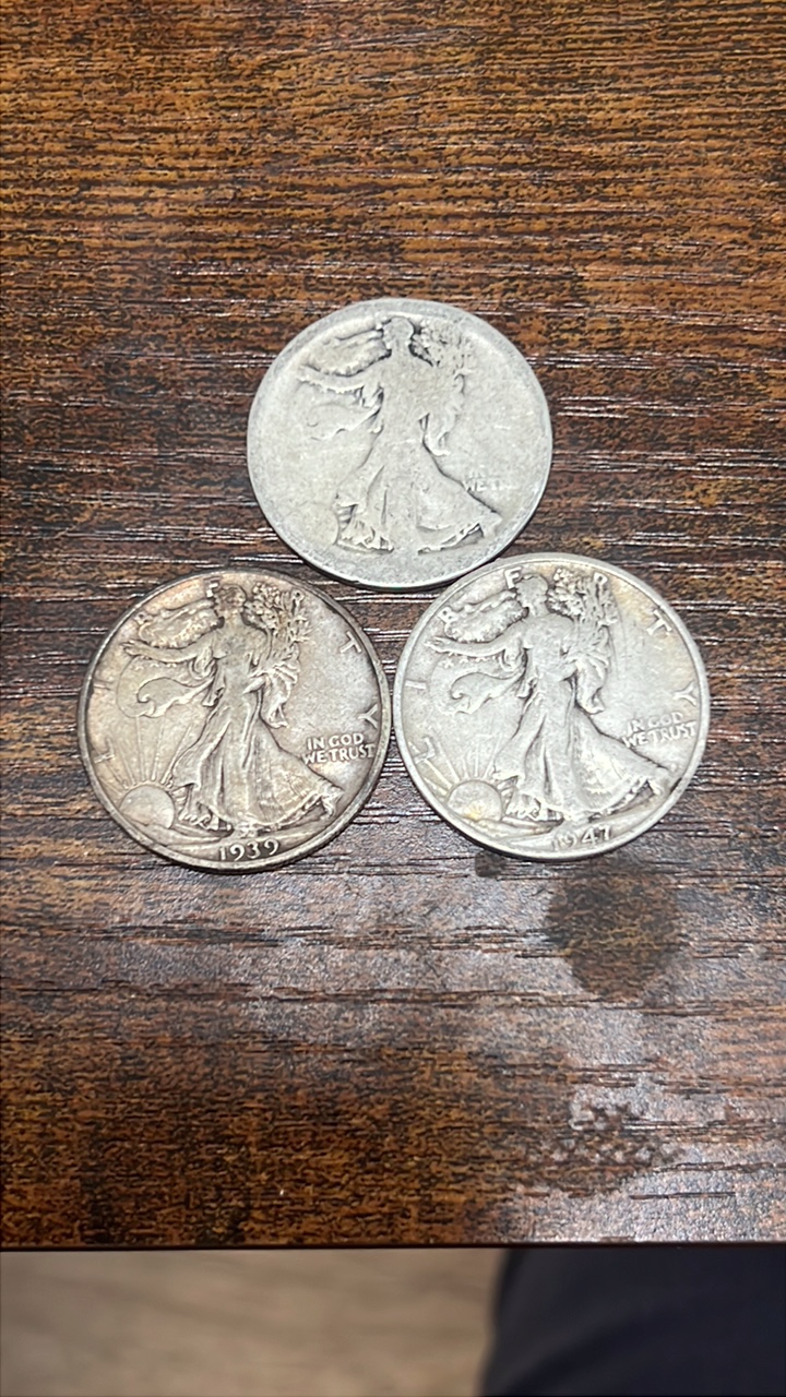 lot of 3 walking liberty half dollars