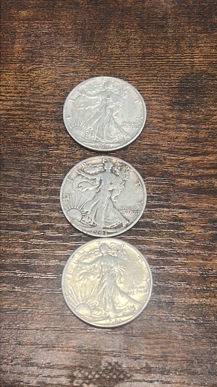 1941 p,d,s walking liberty half dollars