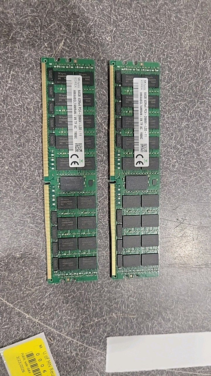 Lot of Used 128GB Of Ram (605270) Two 64GB DDR4 ECC Memory, UNTESTEDAS IS