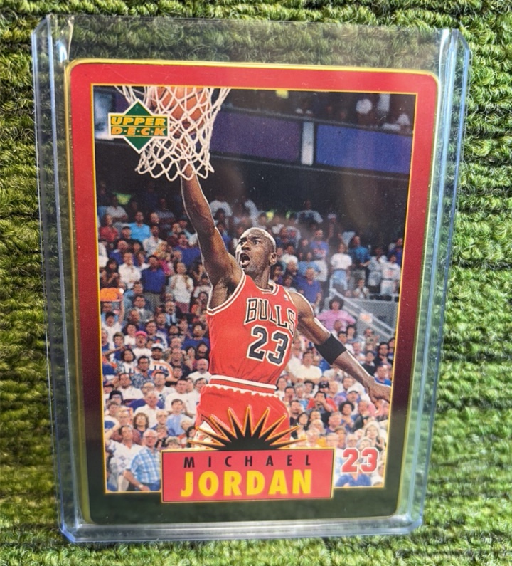 lot 100 image: 1996 UD Metal Michael Jordan - Tin Set RedBlack Bordered Michael Jordan #2