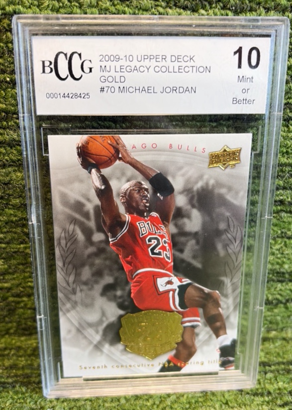 lot 11 image: 200910 Upper Deck MJ Legacy Collection Gold Michael Jordan # 70 BCCG Graded 10 Chicago Bulls