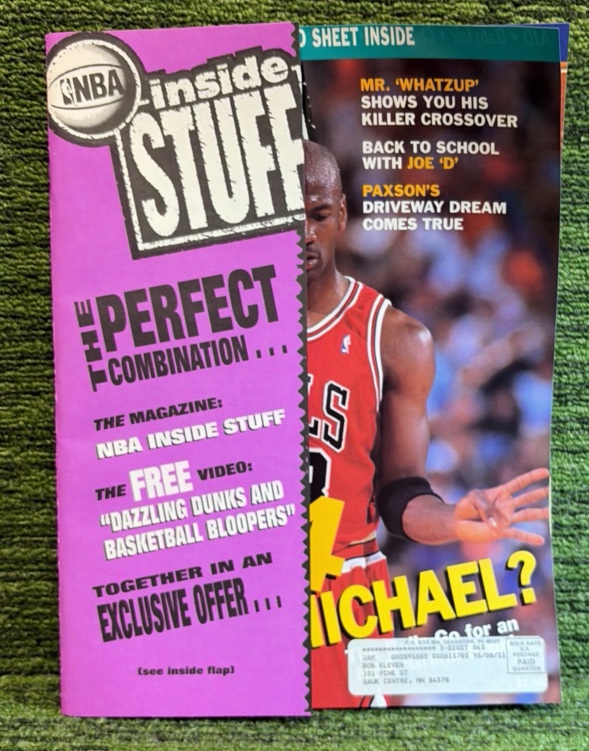 lot 111b image: 1993 Michael Jordan Cover NBA Inside Stuff Magazine Vol. 1 #4 With Fleer Cards