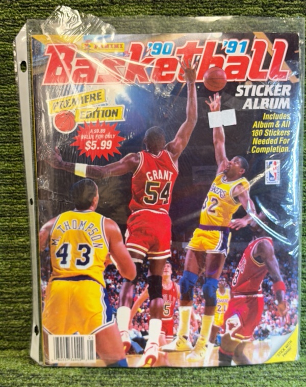 lot 112 image: Basketball Sticker Album 90, 91 With All The Stickers, In Original Package with Michael Jordan Stickers
