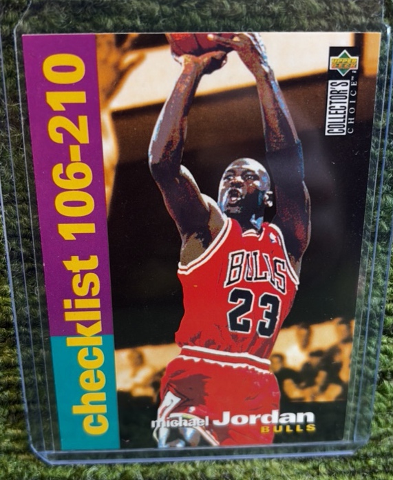 lot 119a image: 1995-96 Collectors Choice Checklist #210 Michael Jordan Chicago Bulls