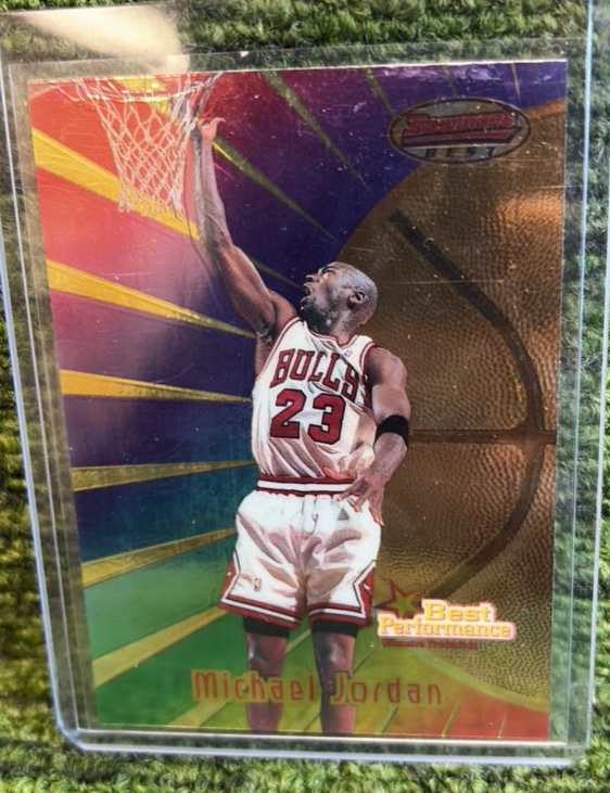 lot 119m image: 1997-98 Bowmans Best Michael Jordan Best Performance #96 Chicago Bulls