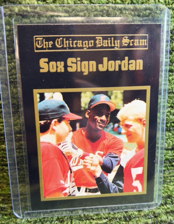 lot 119v image: 1992 The Chicago Daily Gram Michael Jordan Sox Sign Jordan