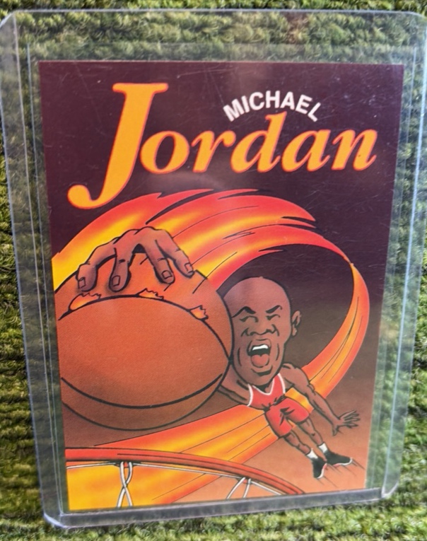 lot 119w image: Michael Jordan HOF 1989 Cartoon Fire Dunk Promo Chicago Bulls Basketball Rare