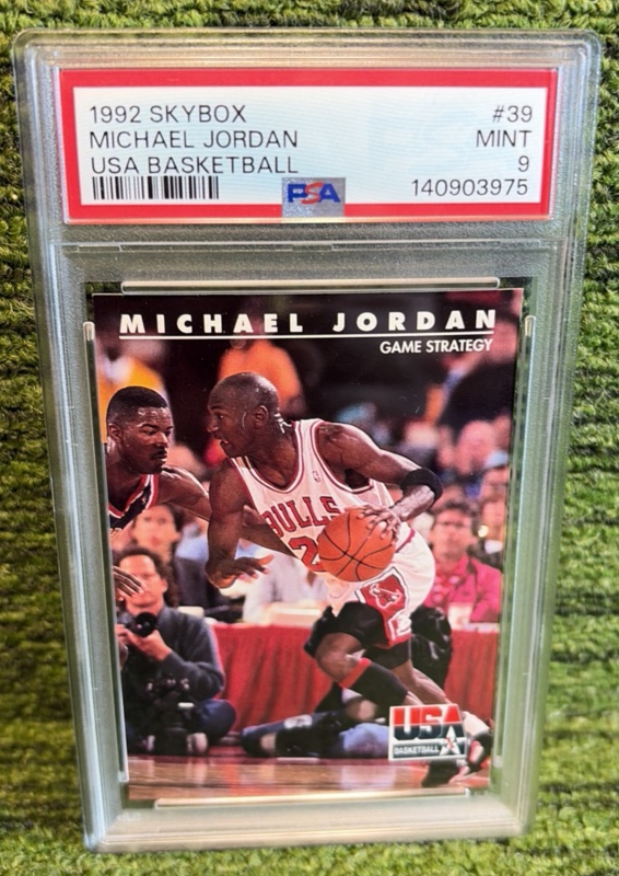 lot 12 image: 1992 Skybox Michael Jordan USA, Basketball PSA graded MINT 9