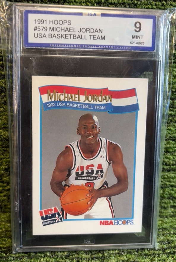 lot 120 image: 1991 Hoops Michael Jordan #579 USA Basketball Graded 9 MINT