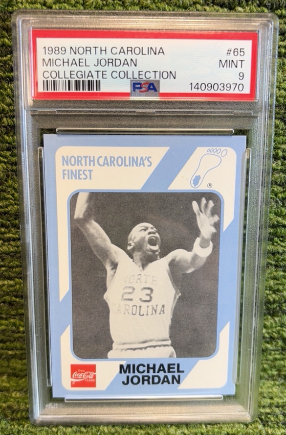 lot 122 image: 1989 North Carolina Michael Jordan Collegiate Collection #65 PSA 9 Mint HOF