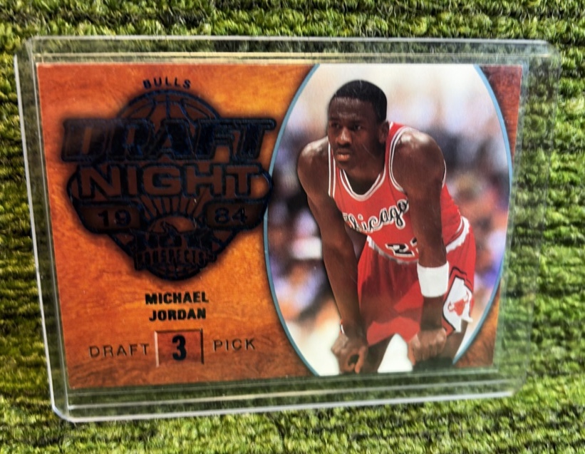 lot 130 image: MICHAEL JORDAN 2008-09 Fleer Hot Prospects Draft Night BLUE #103 Chicago Bulls