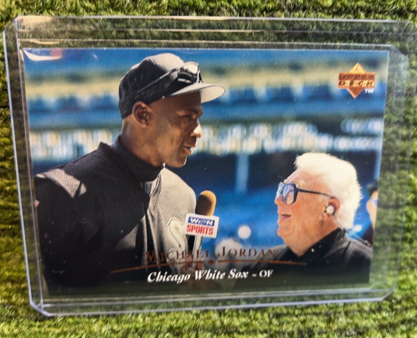 lot 144 image: 1995 Upper Deck Michael Jordan Harry Caray Chicago White Sox NM