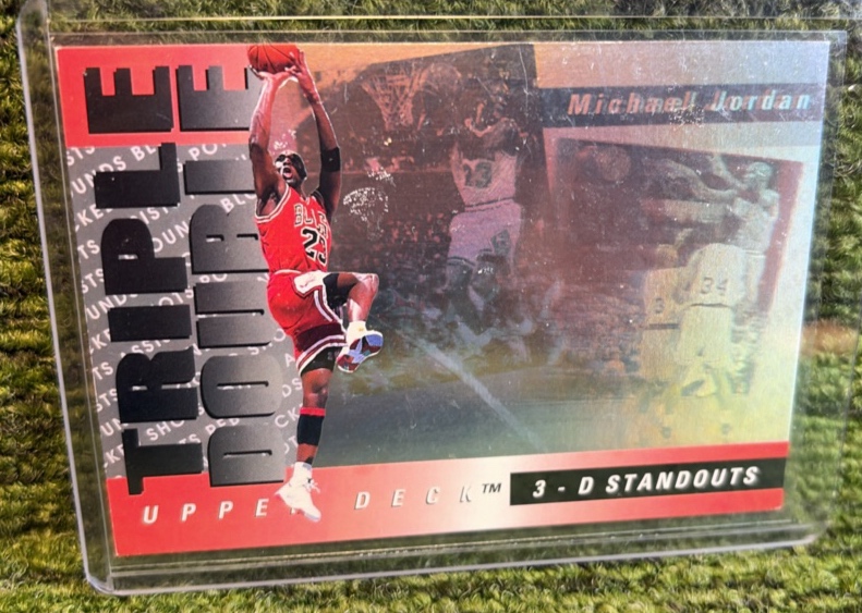 lot 156 image: 1993 Upper Deck #TD2 Michael Jordan Triple Double 3D Standouts Hologram - Rare