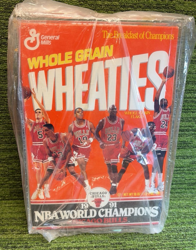 Chicago Bulls 1991 NBA Champions Wheaties Cereal Box Jordan MJ - SEALED Full in Hard Case