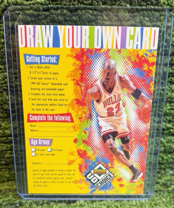 lot 36l image: Michael Jordan 1998-99 Upper Deck UD Choice Draw Your Own Card Chicago Bulls