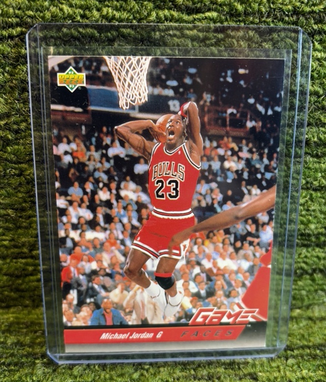 lot 5 image: Upper Deck 1992-93 Michael Jordan Game Faces Chicago Bulls #488 Basketball Card
